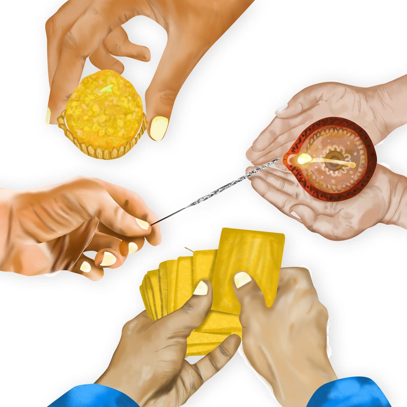 Hand Illustrations for diwali